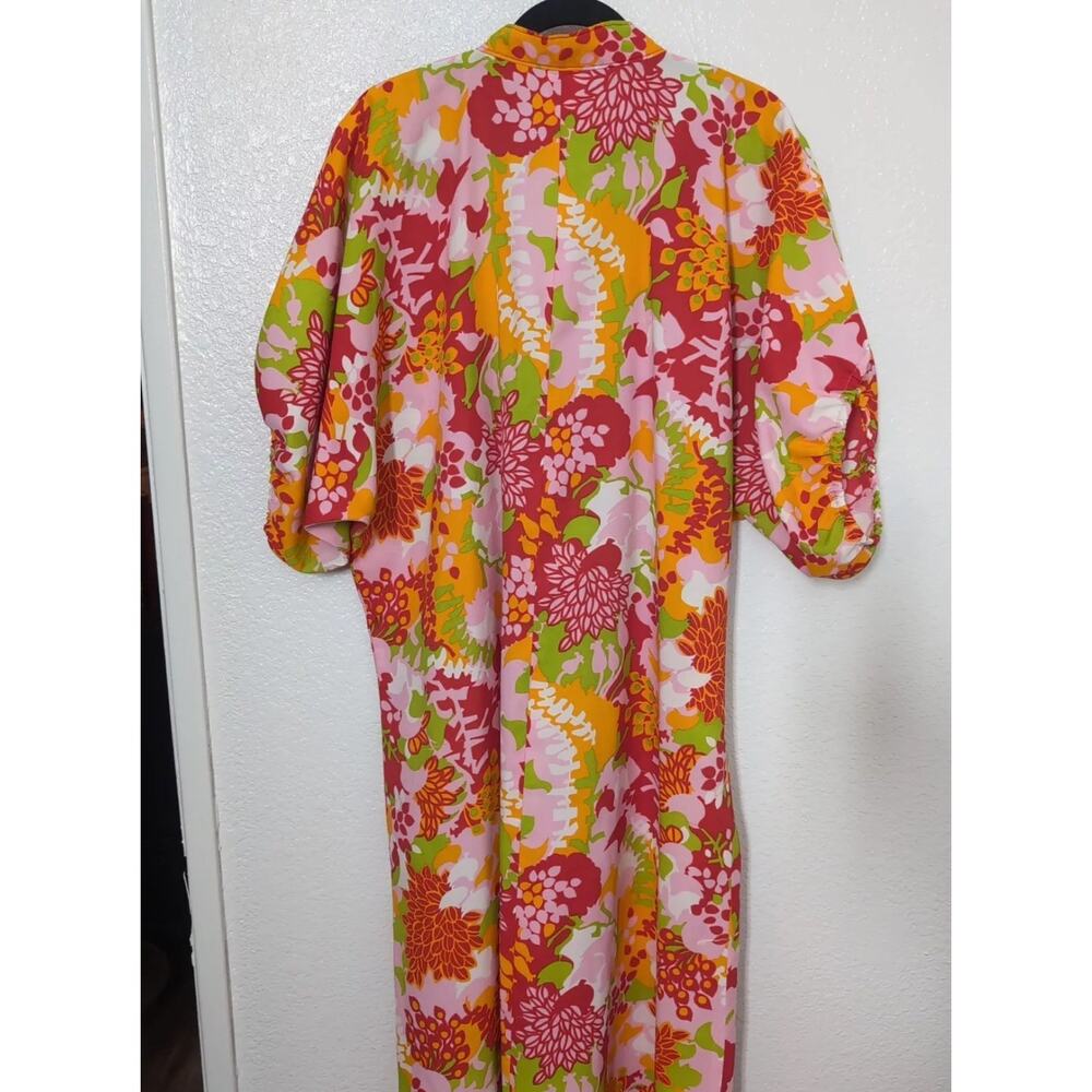 VTG 80s Handmade Hawaiian Maxi Dress Mumu Plus 50" Bust Floral 1x - Picture 3 of 9